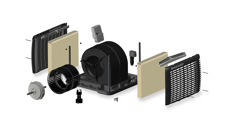 Interior equipo de ventilación breezair