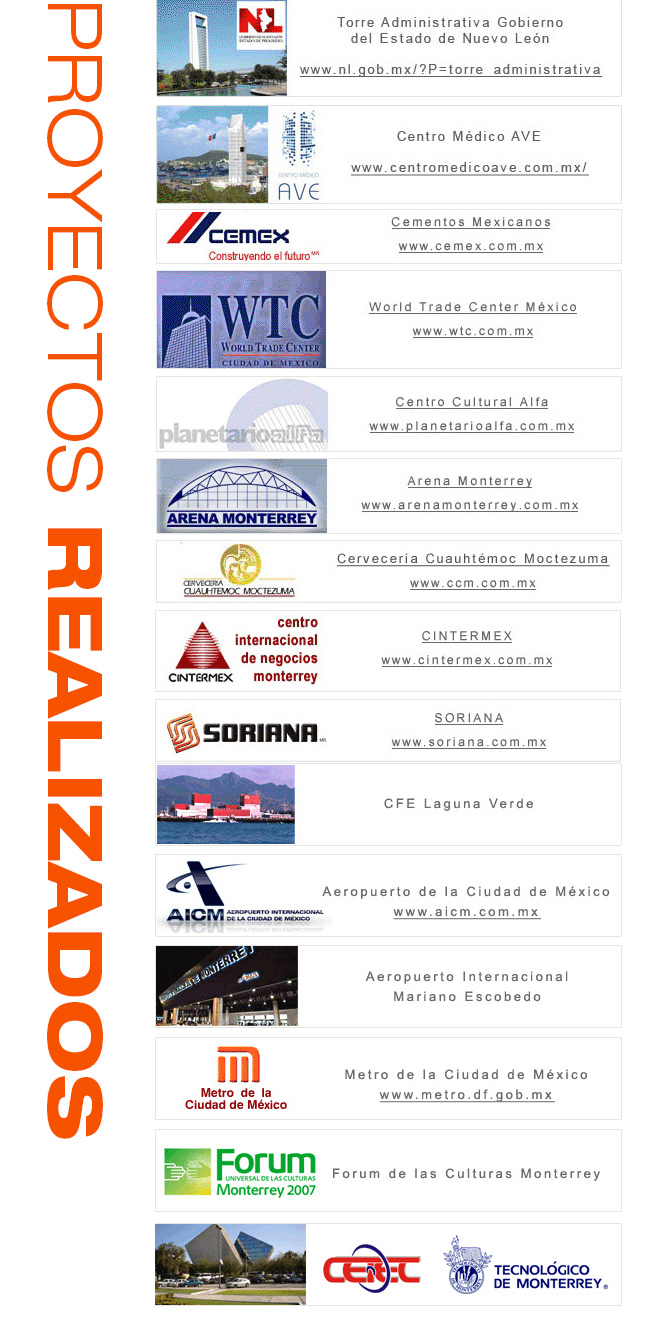 listado con proyectos CALELEC a nivel nacional e internacional