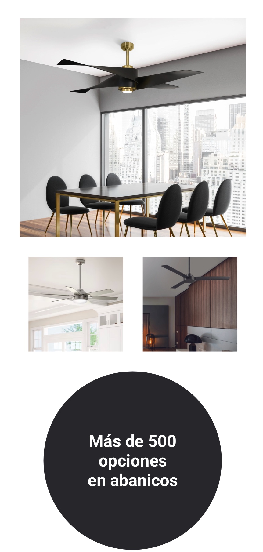 Mosaico de abanicos residenciales