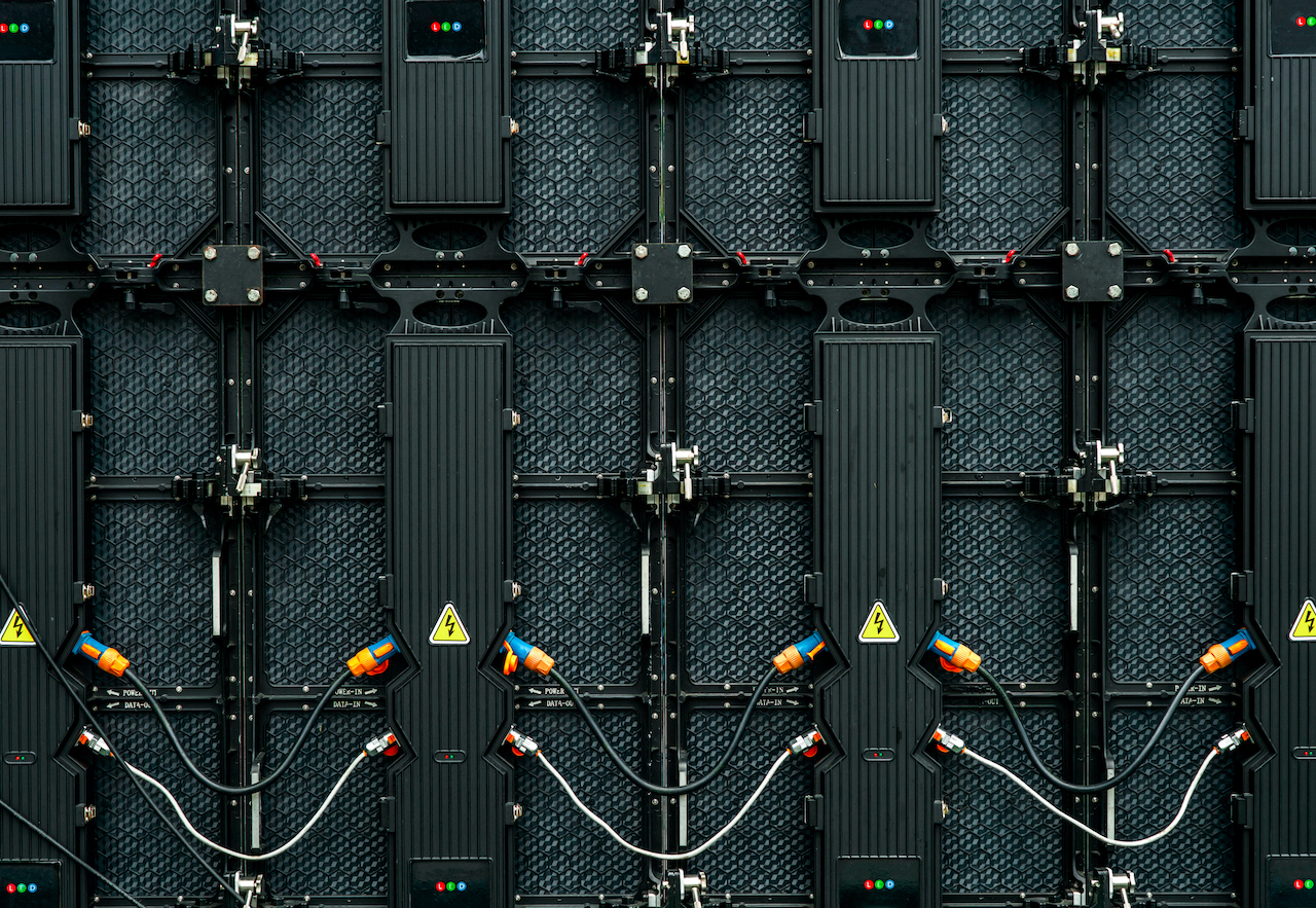 Giant LED screen seen from behind