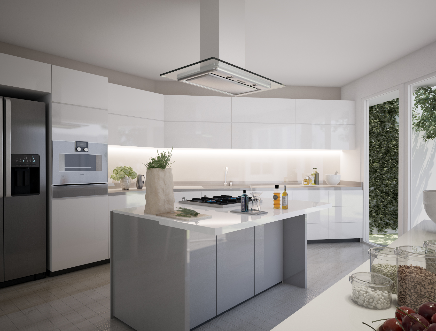 cocina con isla en el centro