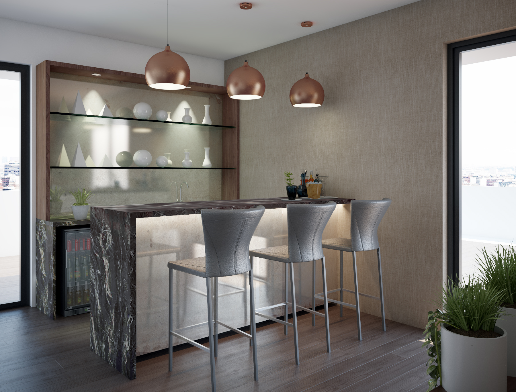 pequeño bar para cuarto de juegos