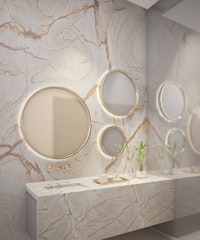 Baño de lujo con paredes de mármol