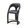 Silla alta Delia counter-stool ebony cerused graphite leather