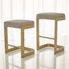 Silla alta Regan high barstool wivory leather antique brass