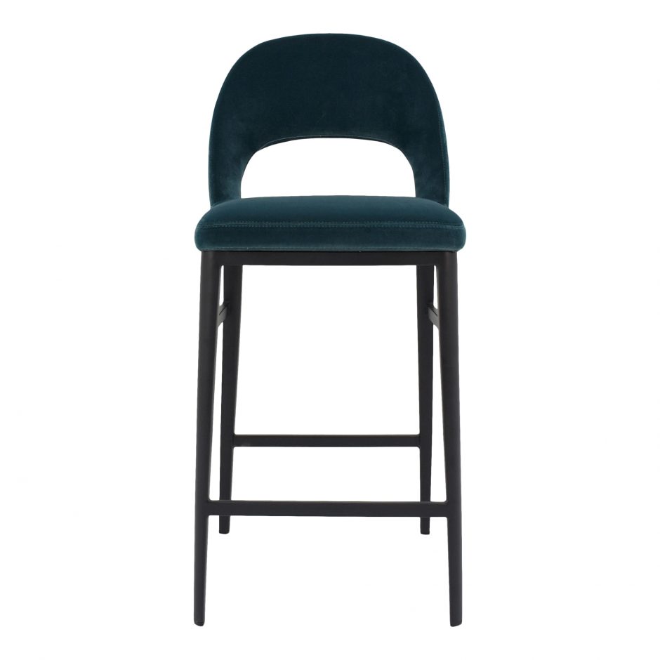 Silla alta Roger counter stool teal velvet